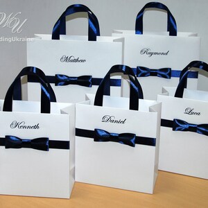 Groomsmen Gift Bag With Name Wedding Party Favor Bag With Blue Male ...