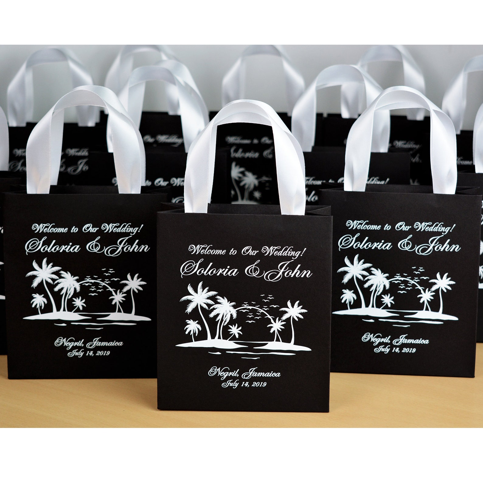 20 Beach Wedding Bags with satin ribbon handles Etsy