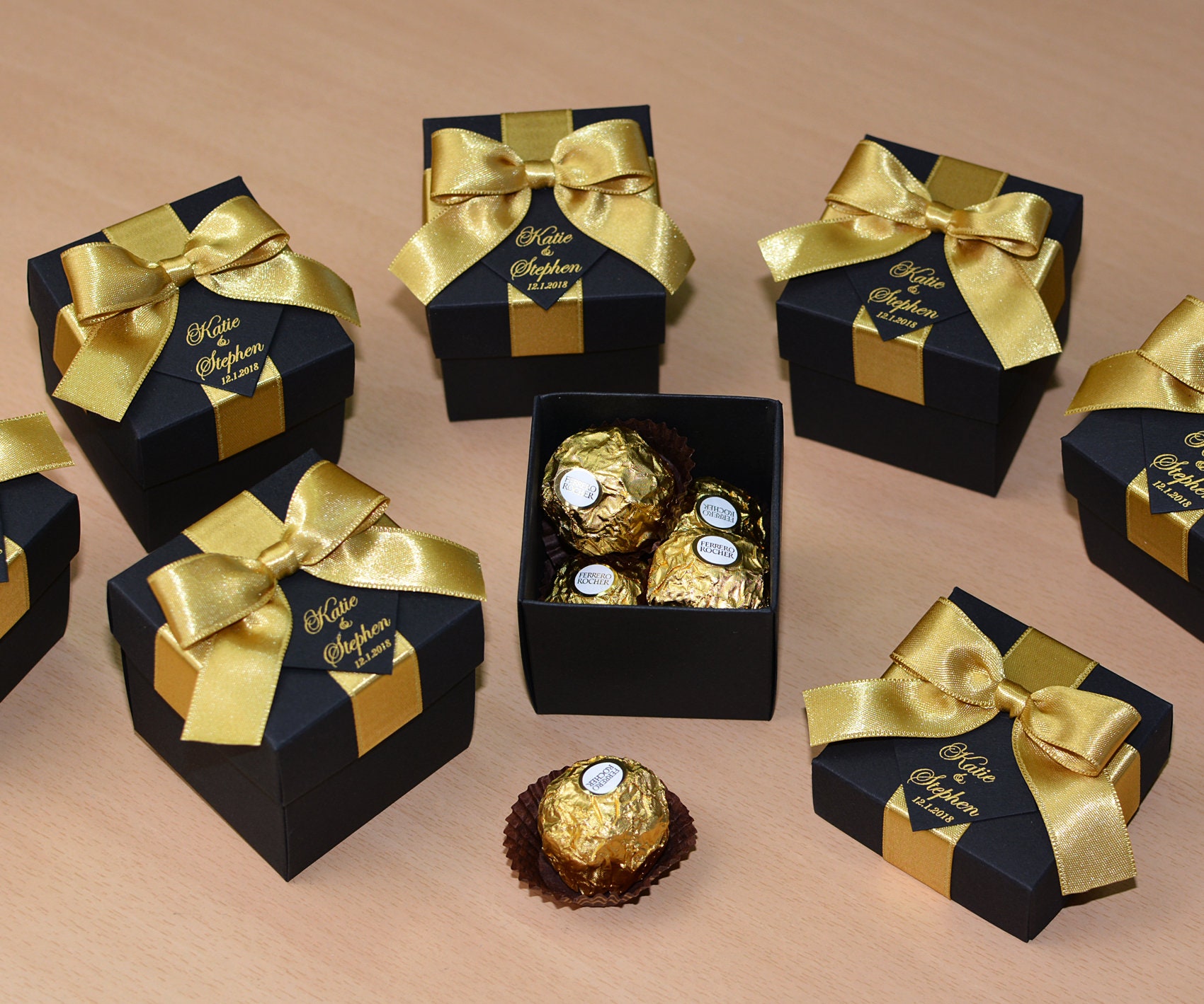 Nastro bomboniere Fdit 30 scatole Regalo di Carta per Caramelle Gold 