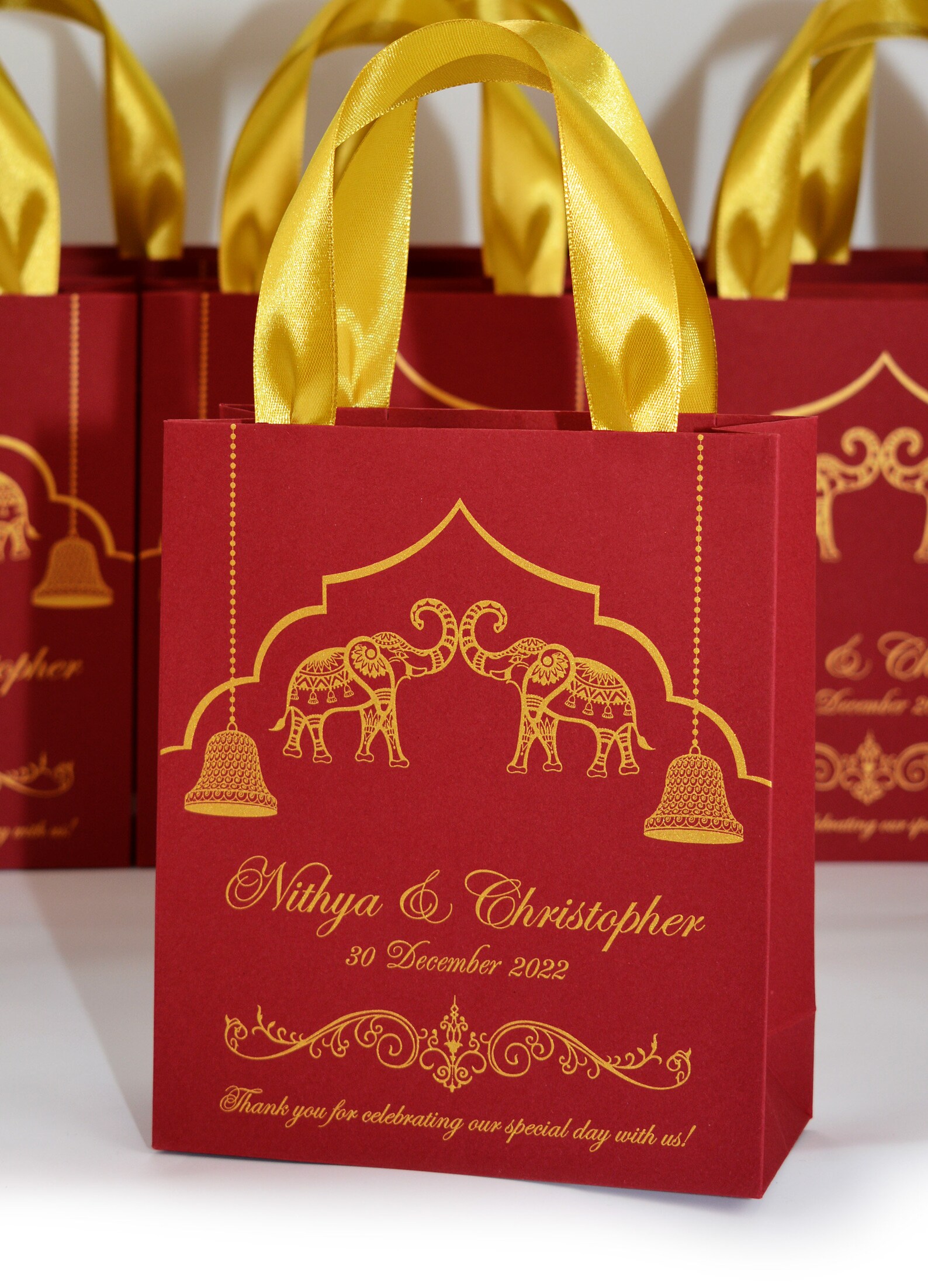 100 Elegant Indian Wedding Favor Bags Burgundy & Gold Etsy