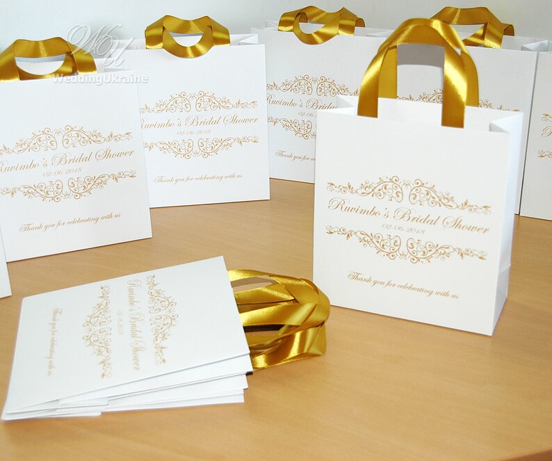 25 Blush Bridal Shower Gift Bags Personalized Wedding Party Etsy