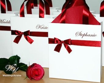 Personalized Gift bags - Bridesmaid's Gifts - Bridal Party Gift Bags - Elegant bag for party favors with satin ribbon, bow and your name