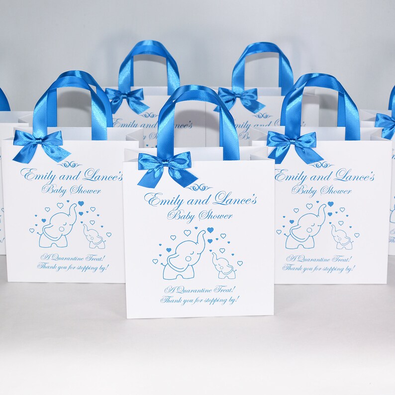35 Elephant Baby Shower gift bags with light blue satin ribbon Etsy