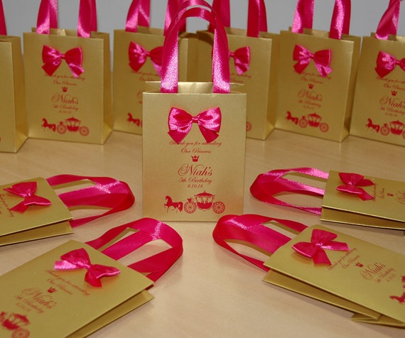 Oro e rosa borse regalo di compleanno per il favore della festa per gli  ospiti, Grazie per la partecipazione borsa con nastro di satinafima fiocco  bambino 5th compleanno partito -  Italia