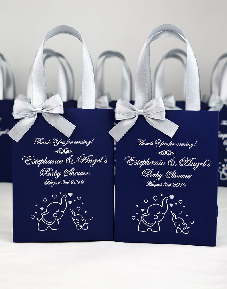 25 Elephant Baby Shower gift bags with satin ribbon handles Etsy
