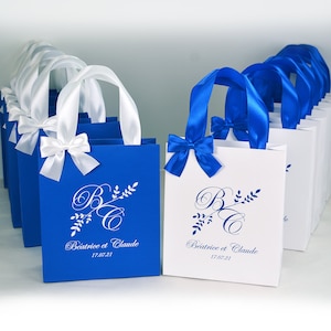 20 Royal Blue Wedding Welcome Bags With Satin Ribbon Handles - Etsy