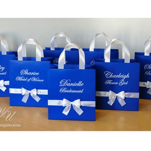 Bridesmaids Gift Bag With Satin Ribbon Bow & Custom Name Personalized ...