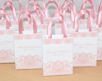Blank Paper Gift Bags With Any Color Satin Ribbon Handles Elegant ...