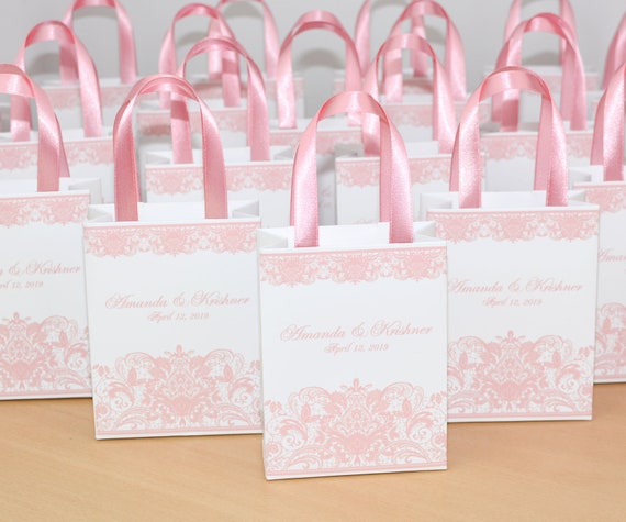 30 Blush Wedding Welcome Bags With Satin Ribbon Handles and - Etsy