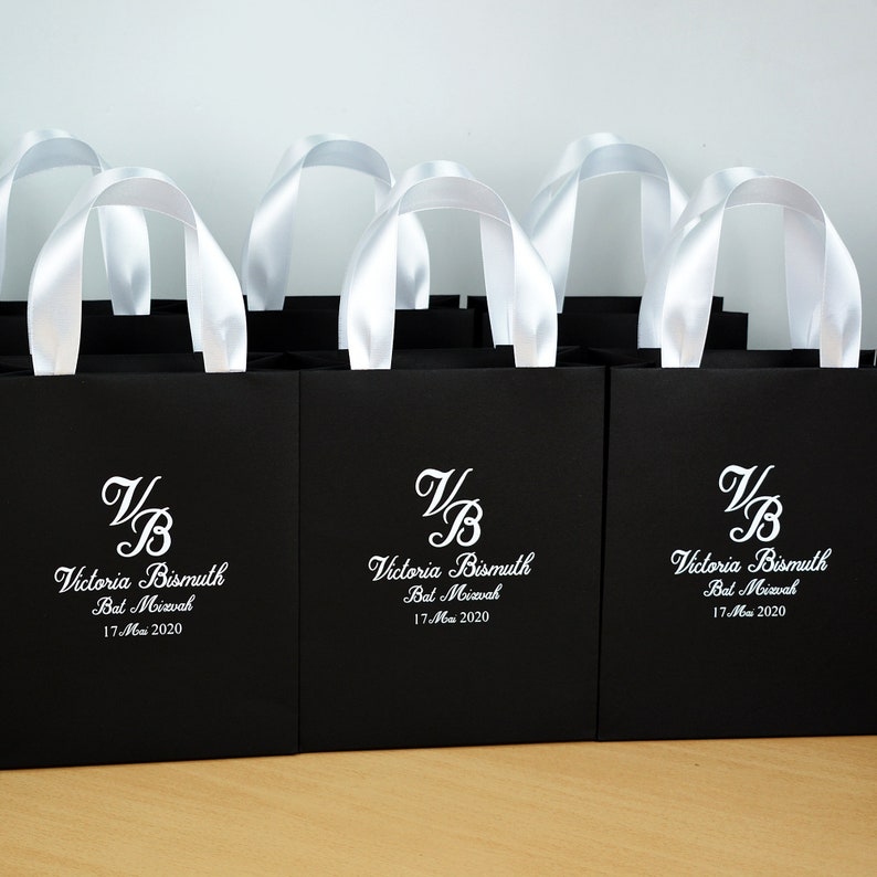25 Bat Mitzvah gift bags with satin ribbon handles and your Etsy