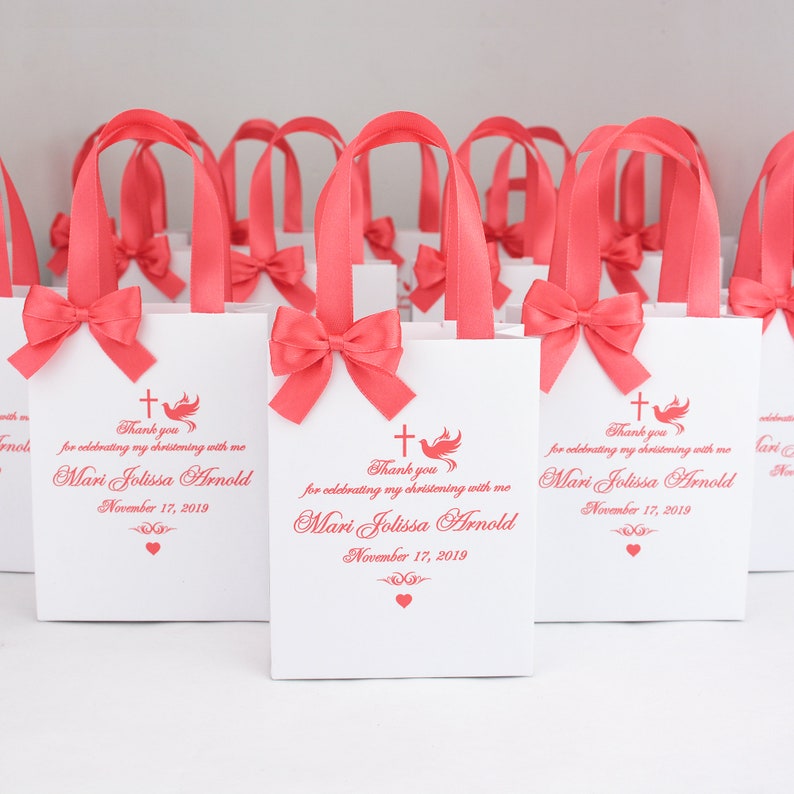 Elegant Christening or Baptism Favor Bags for Guests Thank Etsy