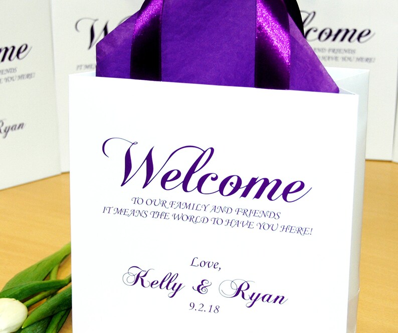 30 Wedding favor gift bags for hotel guests Elegant Purple ...