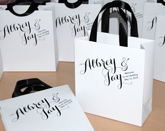 30 Welcome Bags with satin ribbon and names - Wedding gift Bags - Welcome to Our Wedding Custom Personalized Wedding Gift bag