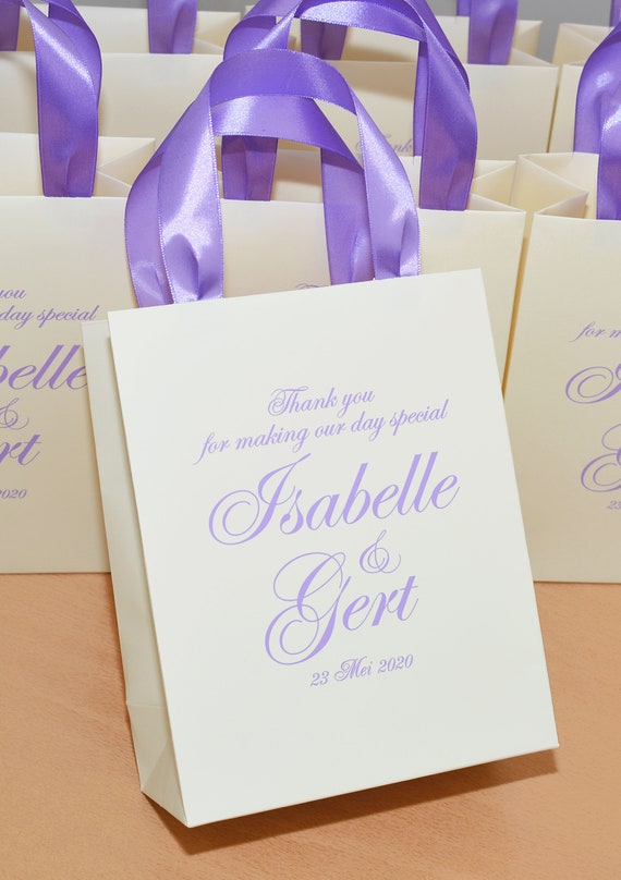 30 Ivory & Lavender Wedding Welcome Bags with satin ribbon | Etsy