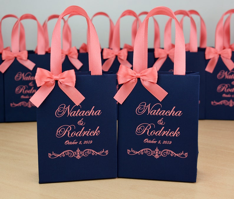 25 Wedding Welcome Bags With Satin Ribbon Handles Bow and - Etsy