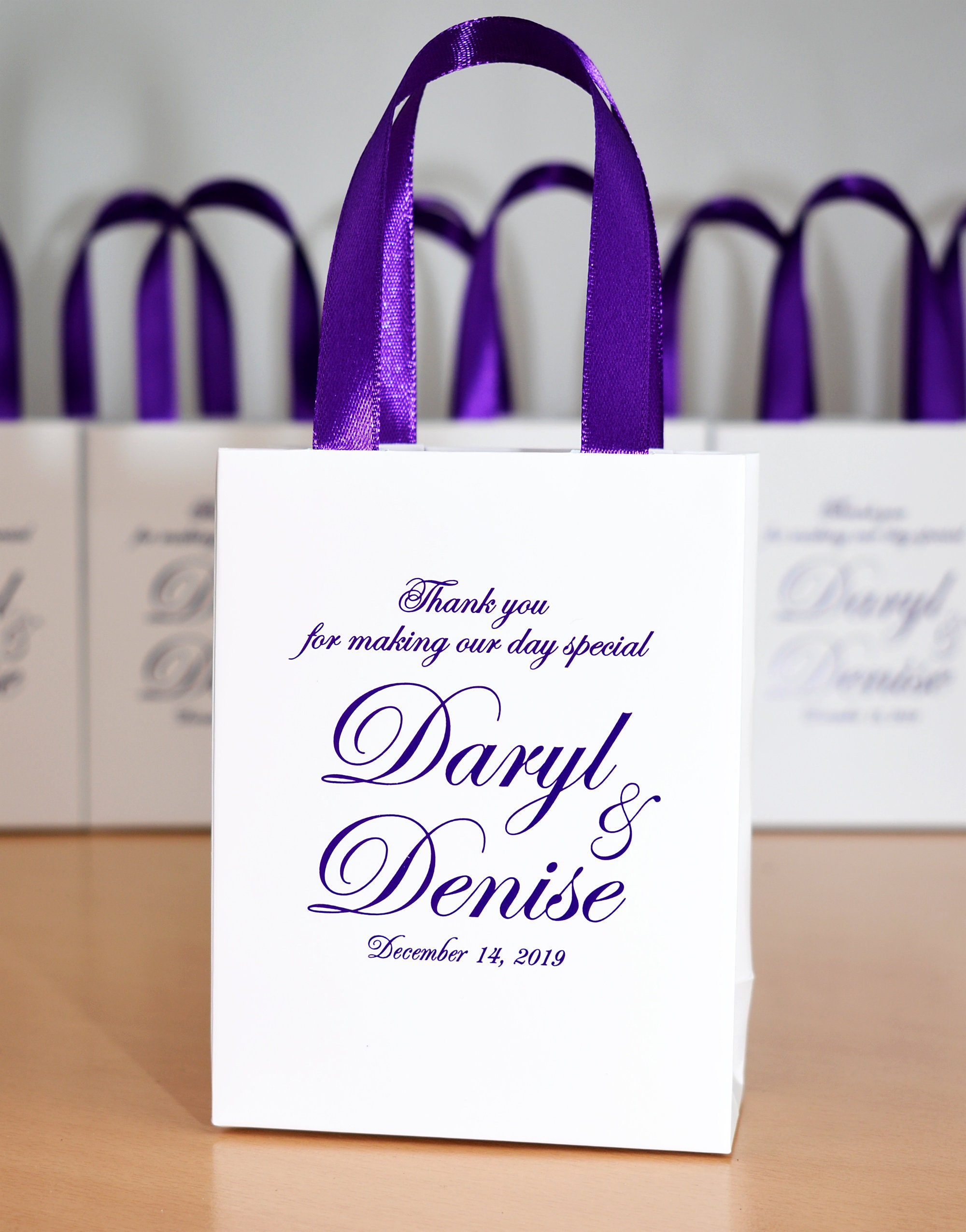 25 Purple Wedding Welcome bags for favor for guests Elegant | Etsy
