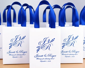 30 Wedding Welcome Bags for Wedding Guests With Gold Satin Ribbon and Names  Elegant Personalized Wedding Gifts and Favors Black Paper Bags 