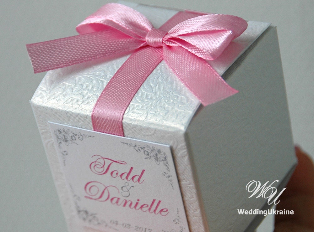 Elegant Wedding Gift Box White Textured Bonbonniere With Etsy