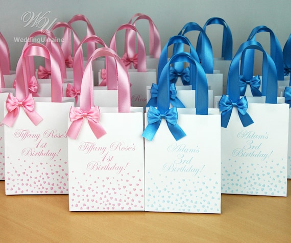 Sacchetti regalo di compleanno per bomboniere per gli ospiti Grazie alle  tue borse Elegante borsa di benvenuto con fiocco a nastro di raso Baby  Birthday Party Favor -  Italia