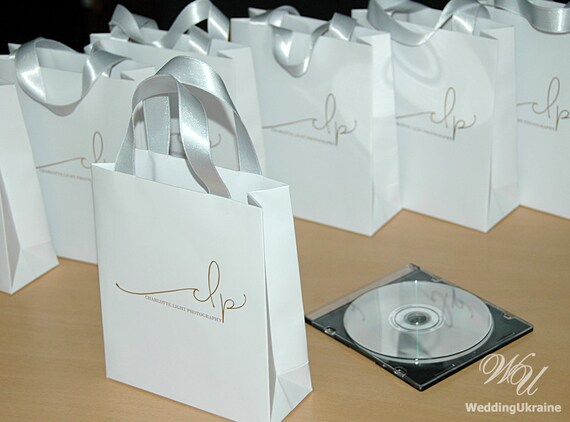 White gift bags with ribbon handles sale