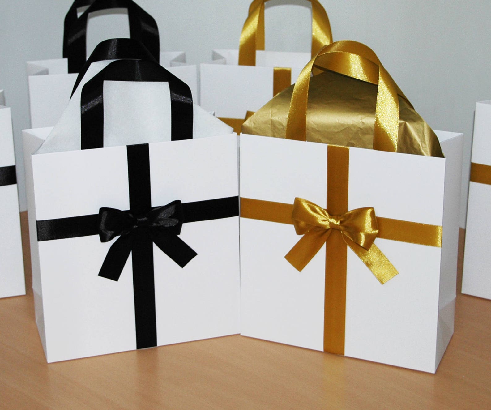 Elegant Holiday Gift Bag With Satin Ribbon and Bow Any Color Etsy