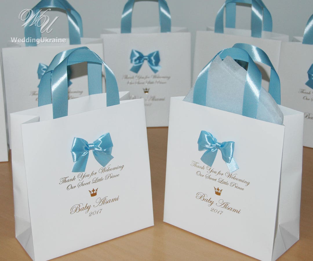 70 Baby Boy Gift Bags for Guests Thank Your for Welcoming Our Sweet ...