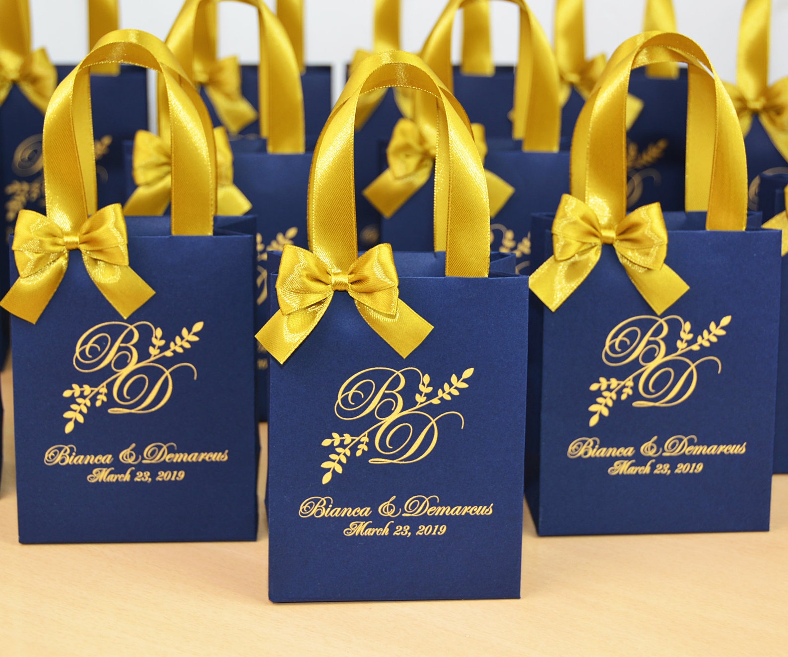 25 Logo Gift Bags With Satin Ribbon Handles and Bow Elegant Etsy