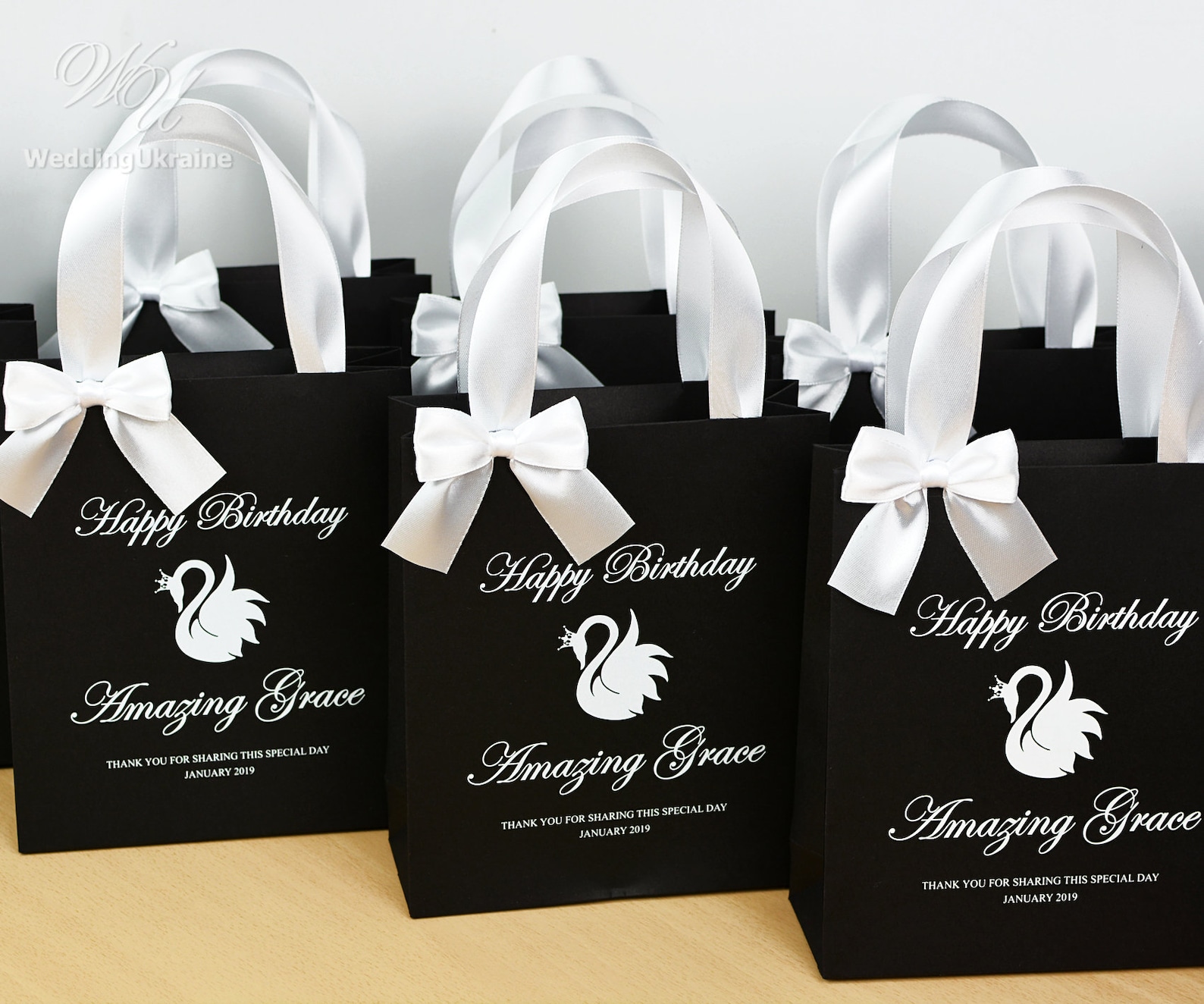 35 Chic Black & White Birthday Party Gift Bags With Satin Etsy
