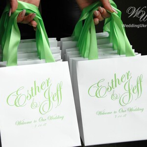 35 Wedding Wedding welcome Bags for wedding favors for hotel guests - Personalized Lime wedding Gift bags for weddings gifts and favors