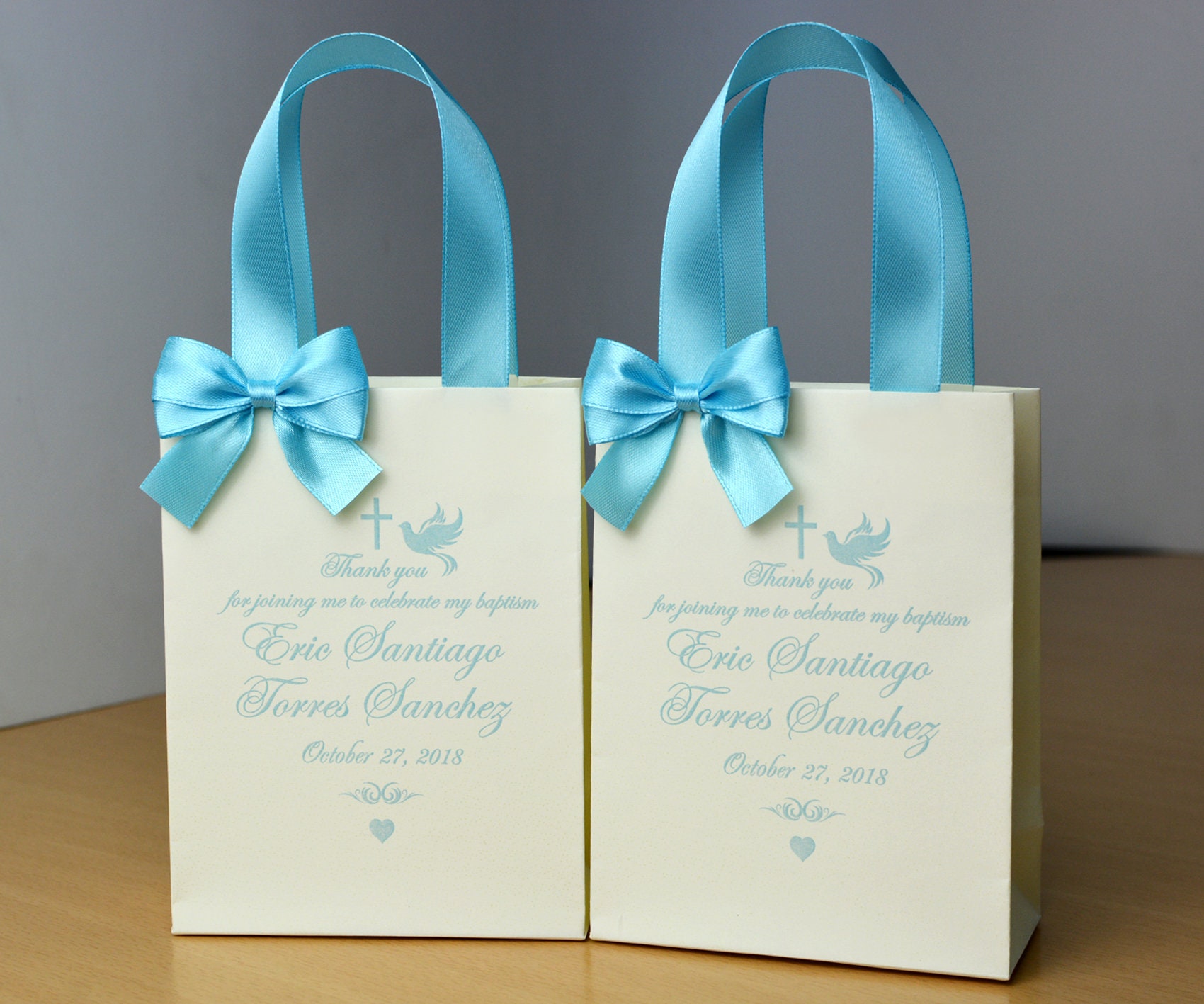 Baptism gift bags for guests Thank your bag Bag with Etsy