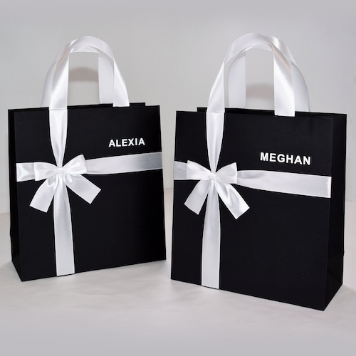 20 Logo Gift Bags With Satin Ribbon Handles and Bow Elegant Etsy