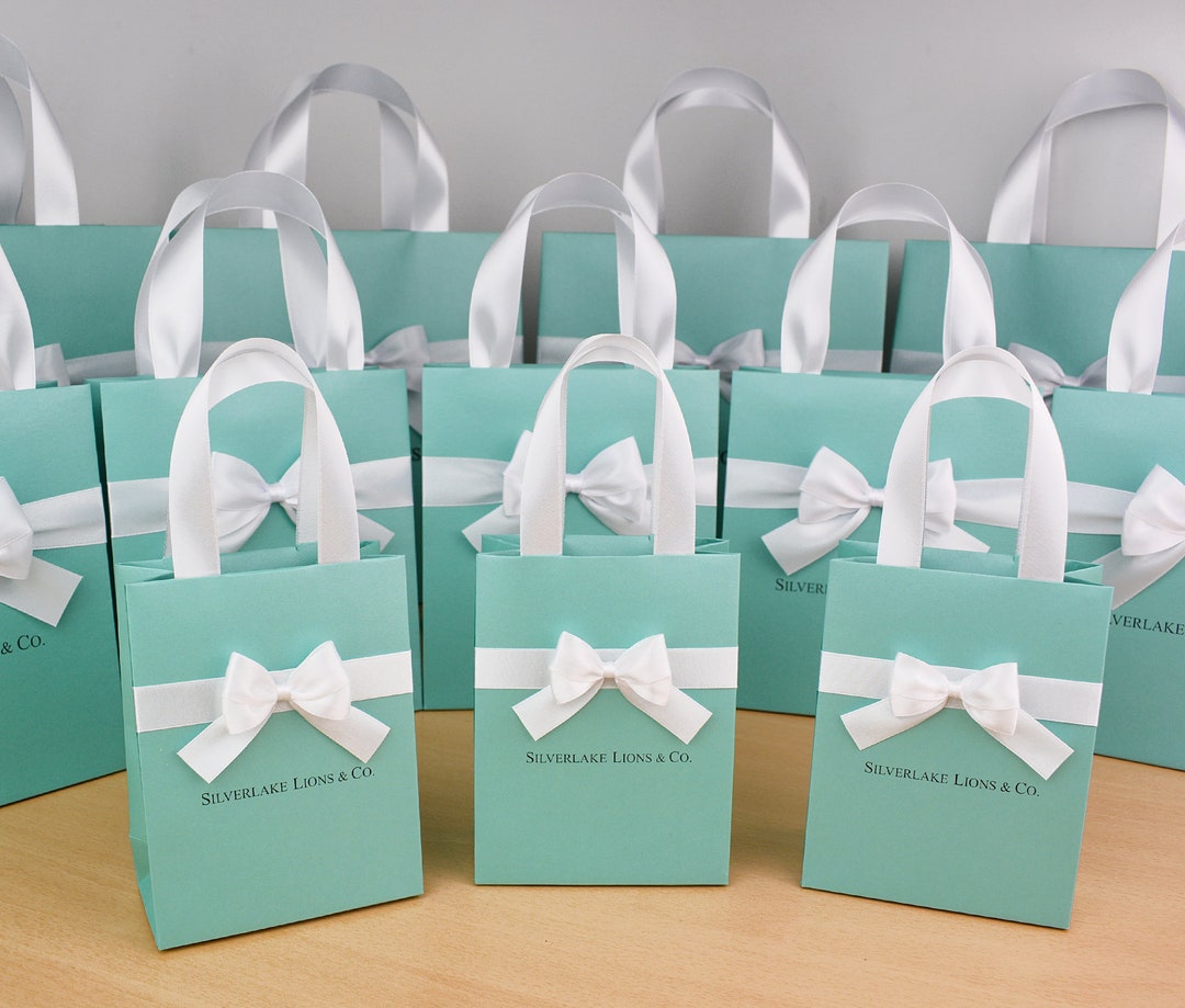 Bridal Shower Gifts. Bridesmaid s Mint Gift Bag With Satin Ribbon