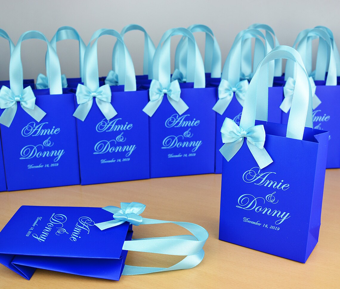 25 Chic Royal Blue Wedding Welcome Bags With Satin Ribbon - Etsy