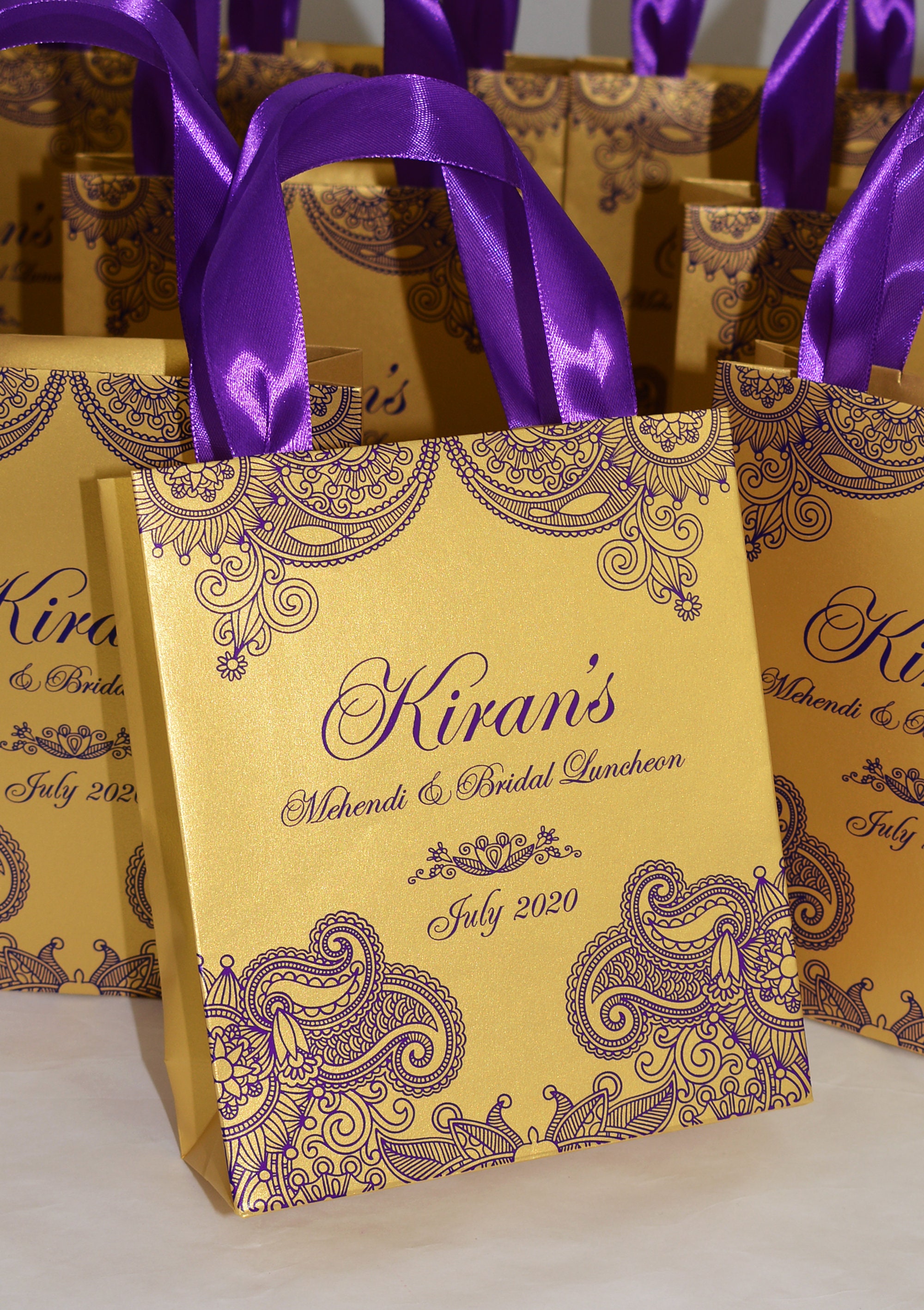 20 Mehendi & Bridal party gift bags with satin ribbon handles Etsy