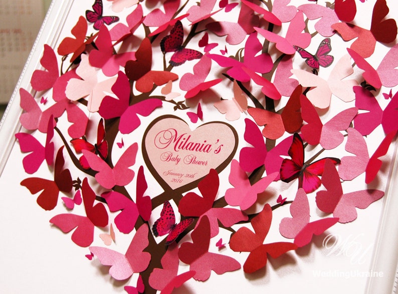 Baby shower Guest Book Tree with 3D butterflies Guest Book Etsy