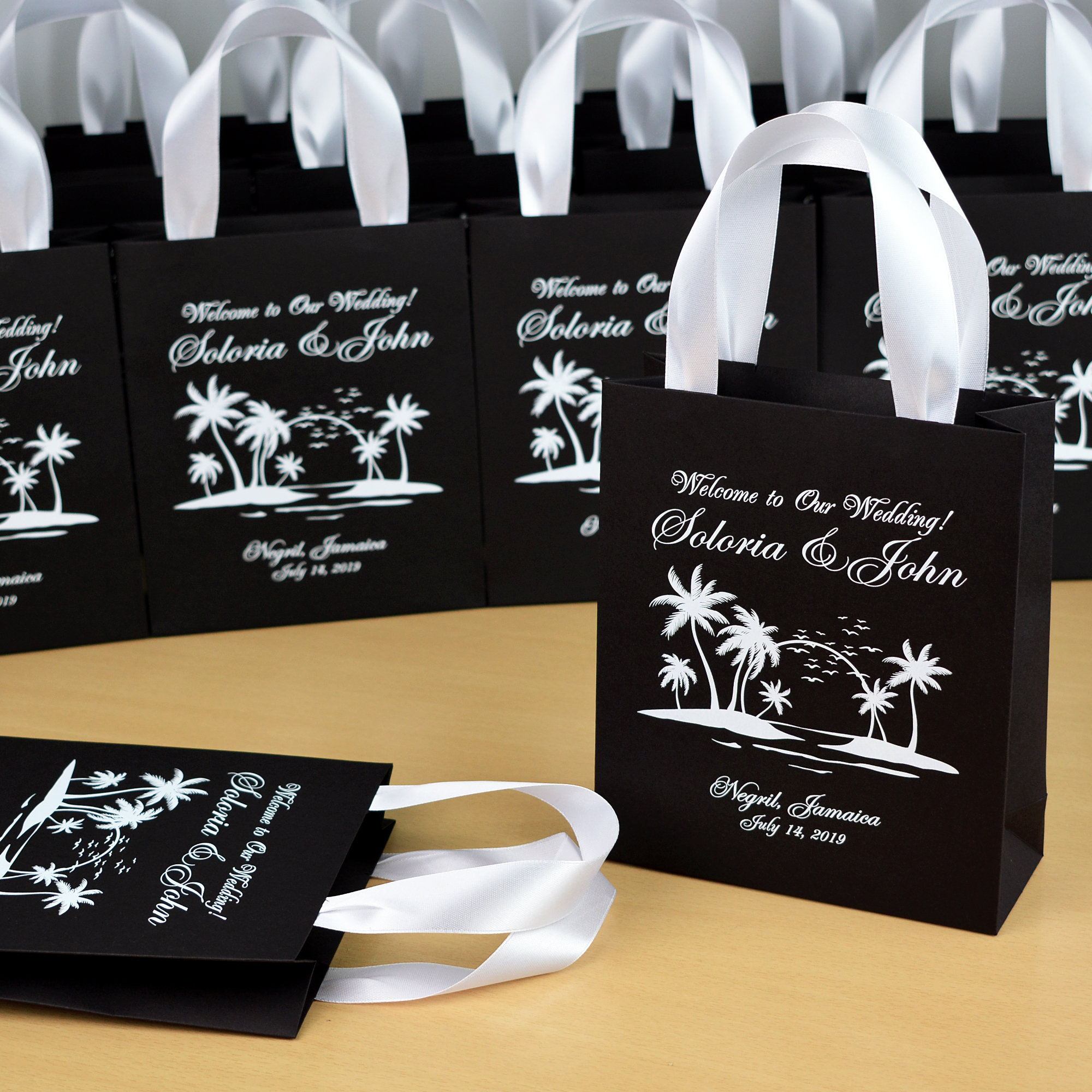 20 Beach Wedding Bags with satin ribbon handles Etsy