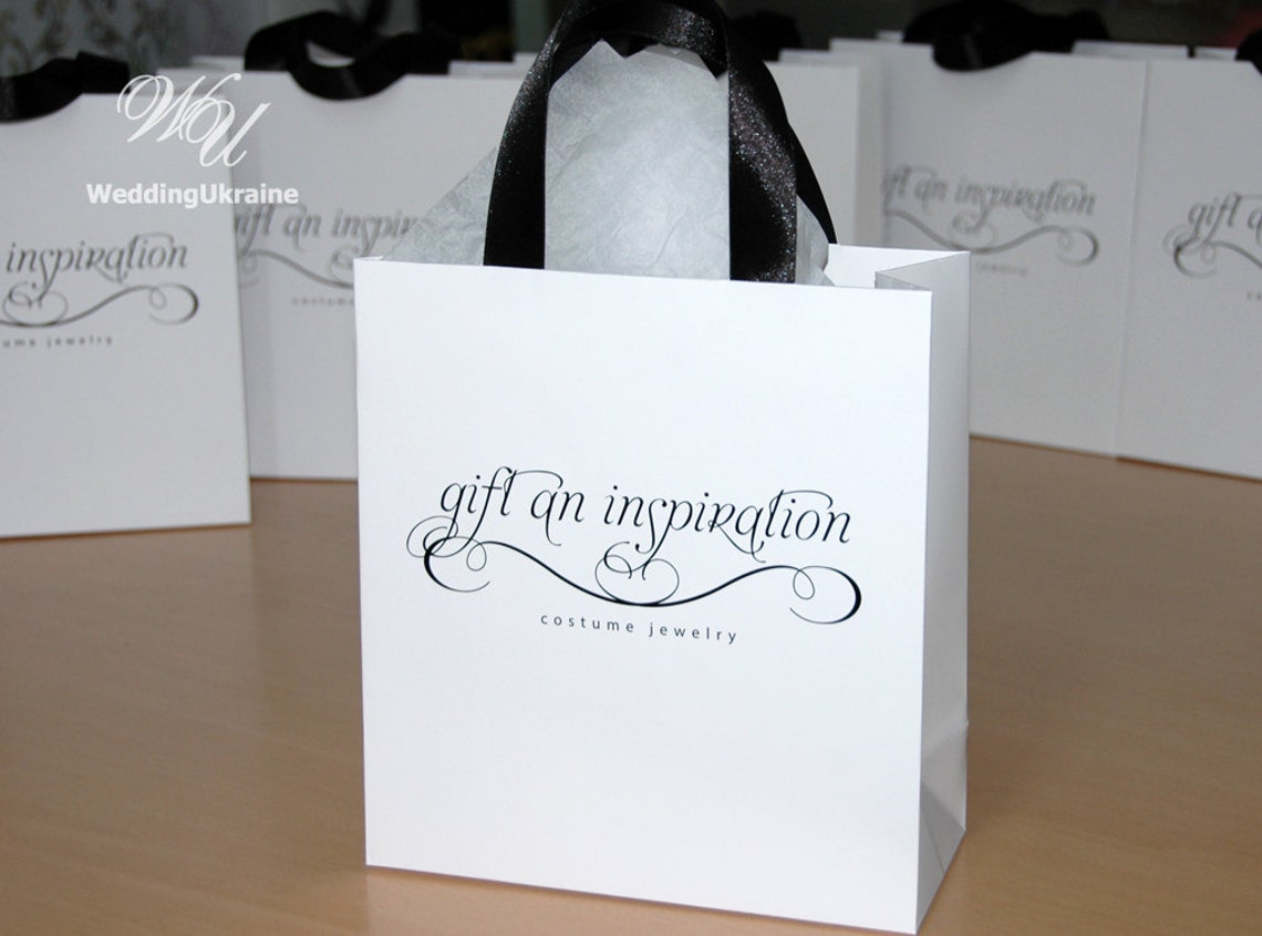 35 Elegant Gift Bags With Satin Ribbon & Logo Custom Etsy