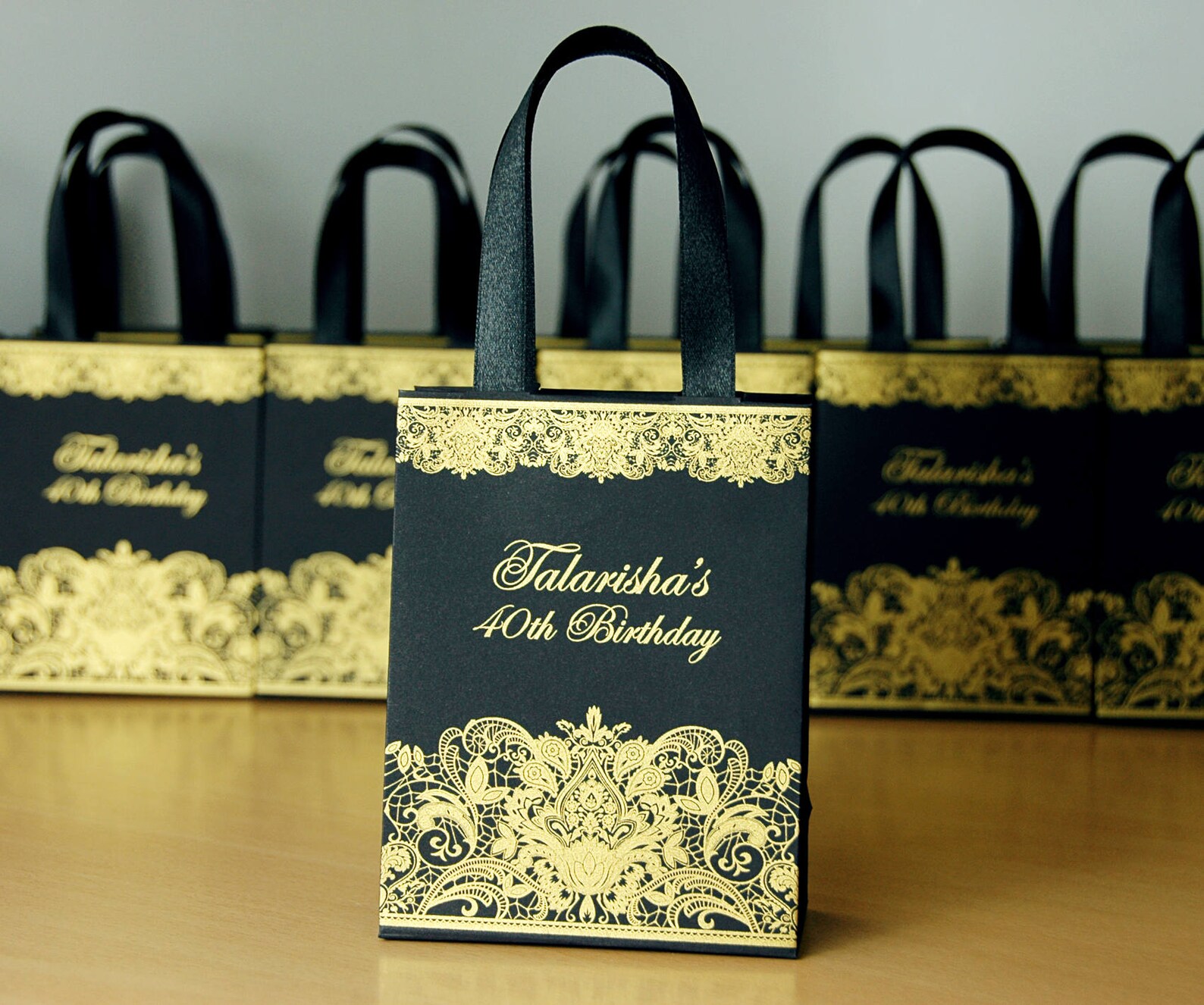 30 Black & Gold Birthday Party gift bags with satin ribbon Etsy