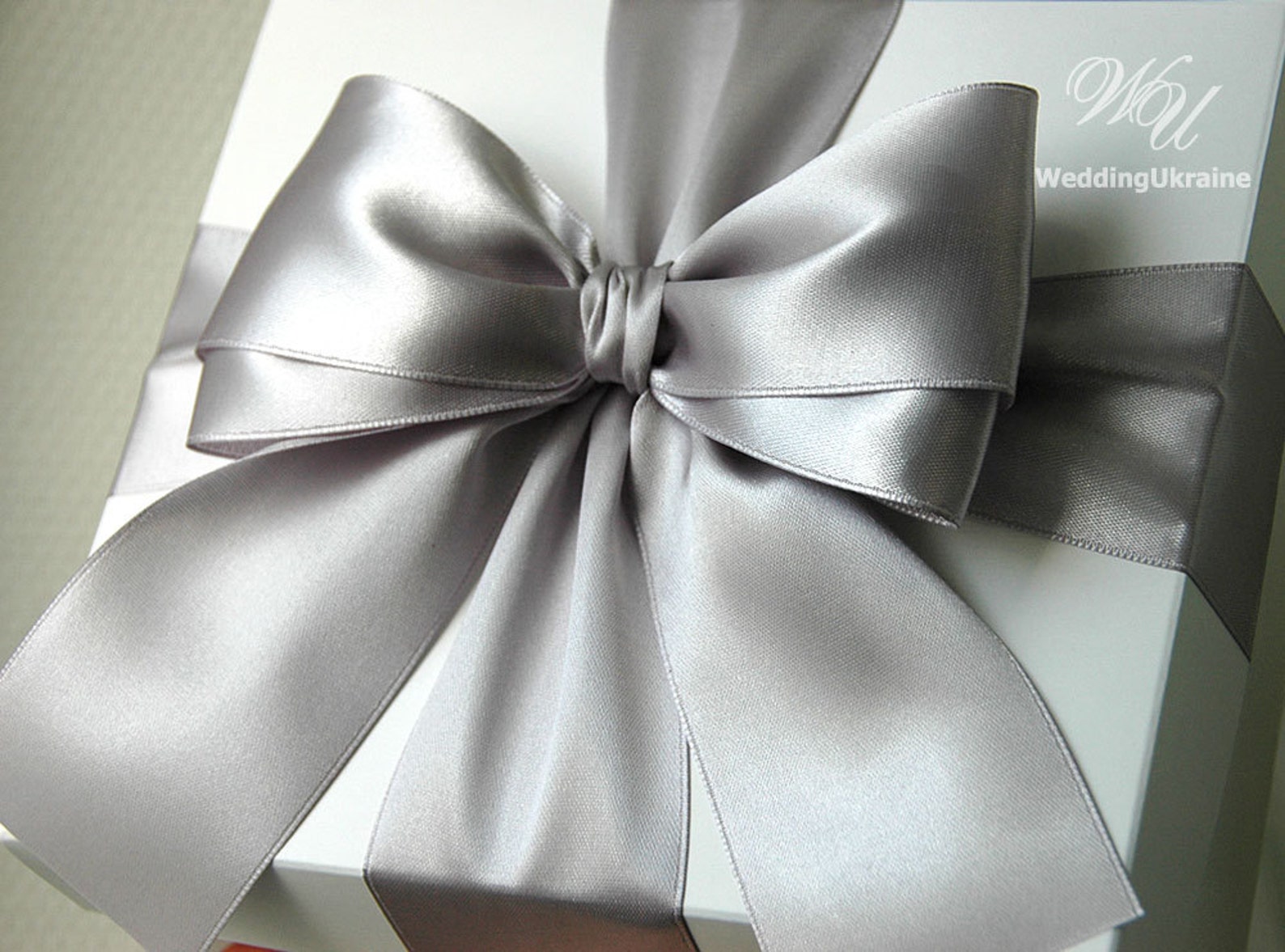 Silver Gift Box Wedding Box with satin bow White and Etsy