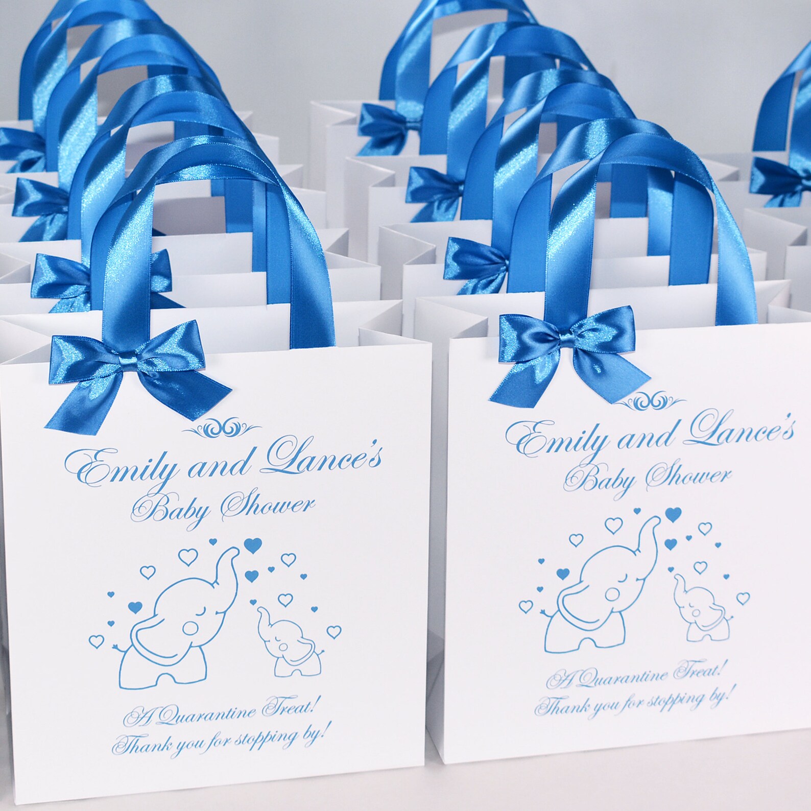 35 Elephant Baby Shower gift bags with light blue satin ribbon Etsy