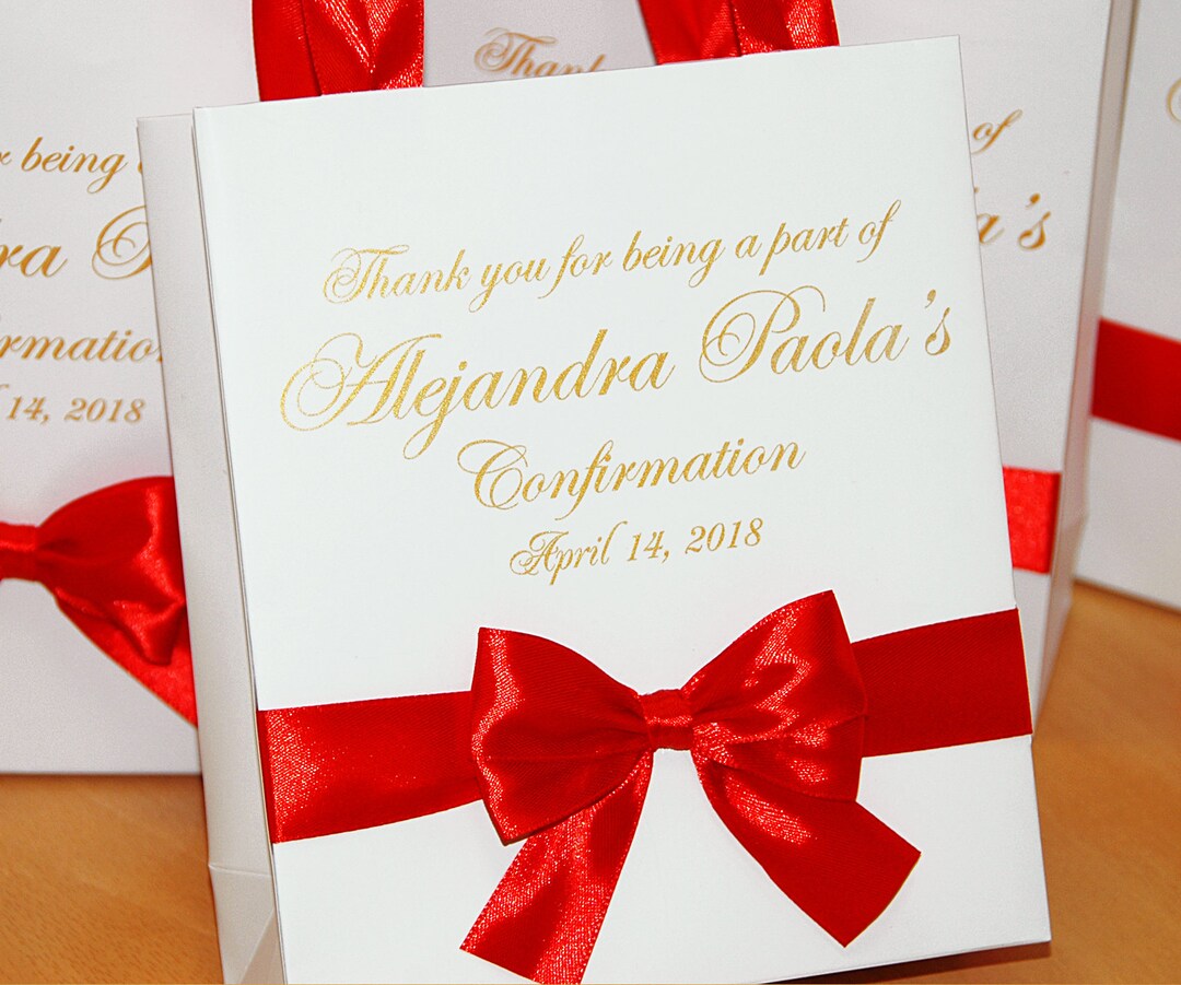 25 Confirmation Bags With Satin Ribbon Bow and Your Name, Personalized ...