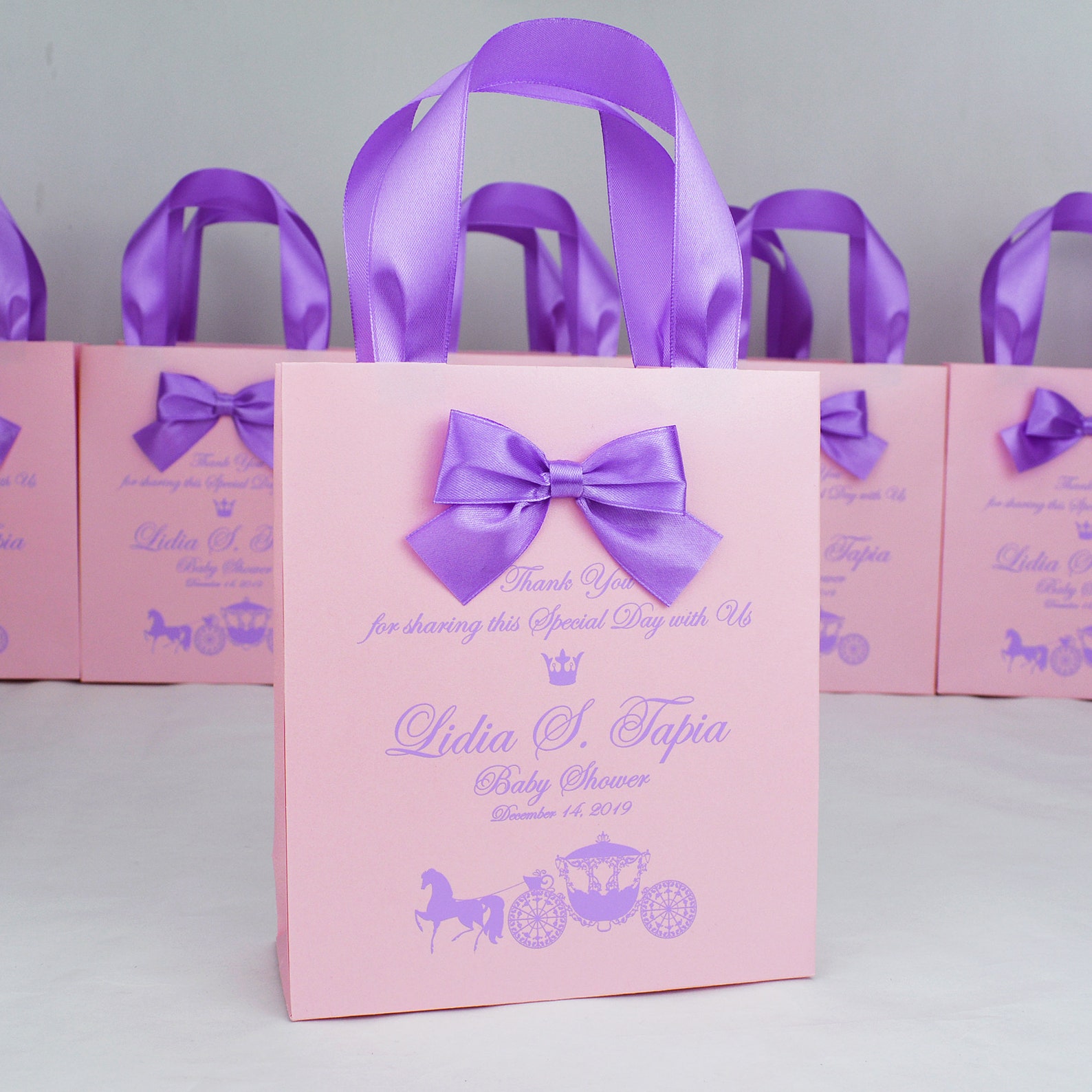 20 Baby Shower Gift Bags Thank Your Bag With Satin Ribbon Etsy