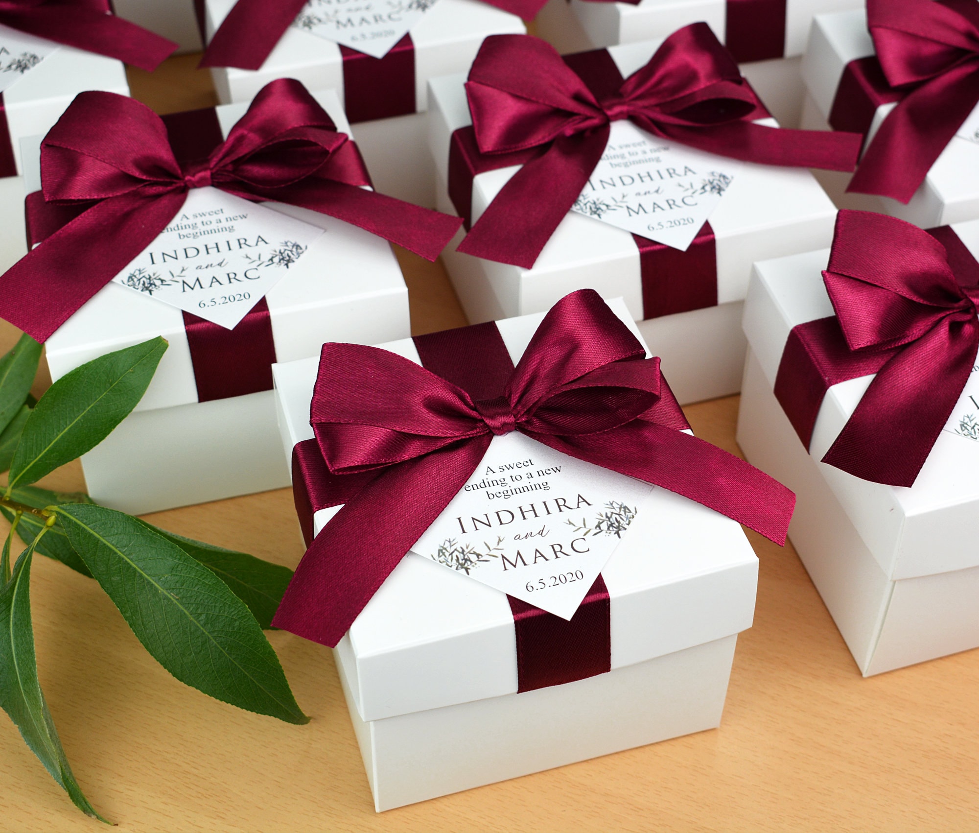 70 Emerald Green & Gold Wedding favor boxes with satin ribbon Etsy