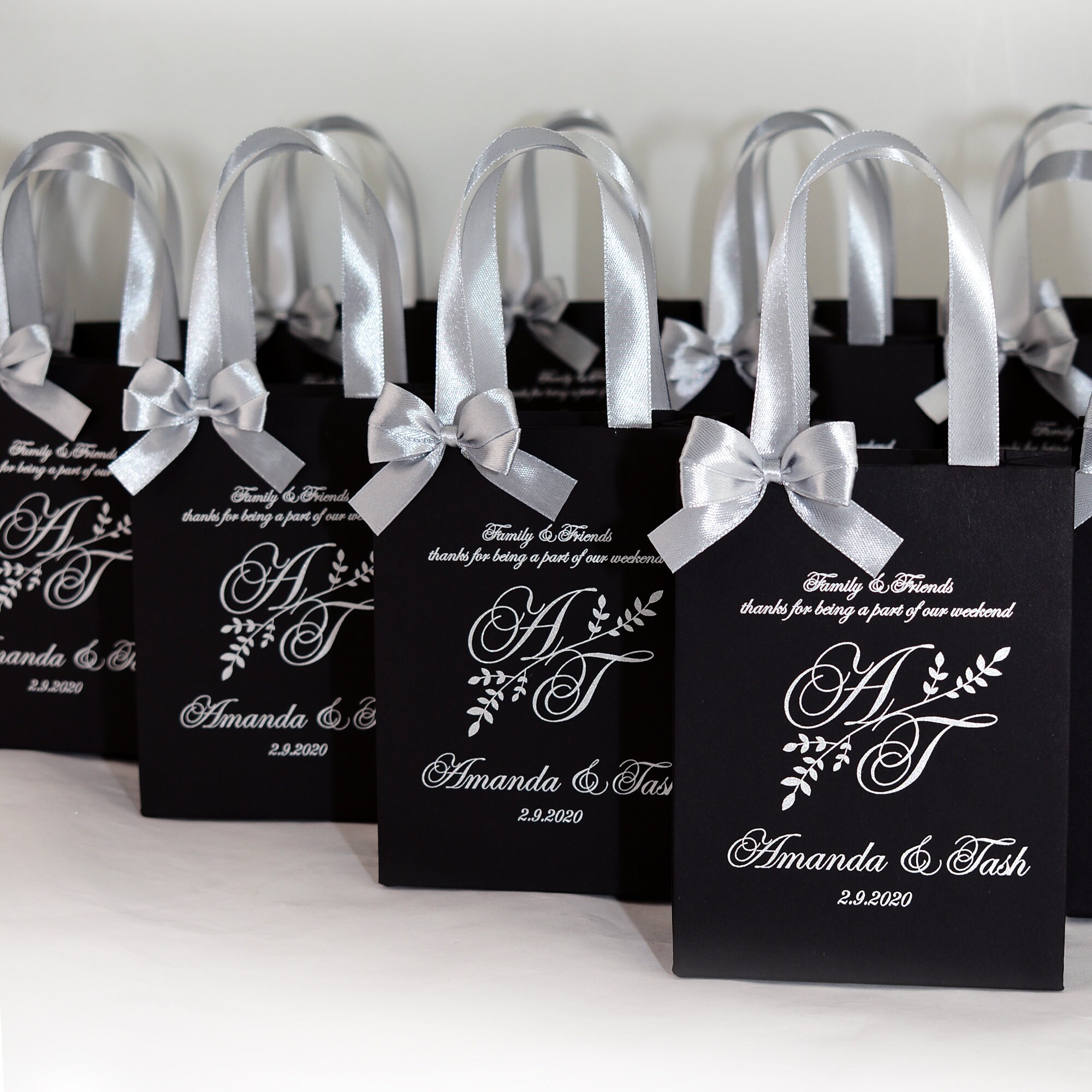 Kolldenn 50 Pcs Welcome To Our Wedding Gift Bags For Hotel Guests Bulk, Paper Wedding Welcome Bags With Handles For Bridal Shower Gifts Engagement Party Favors(Blue Floral - View #6