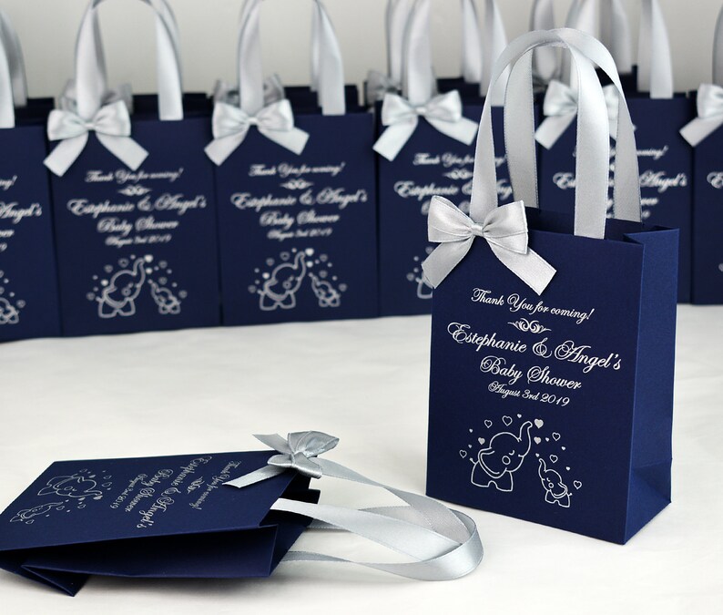 25 Elephant Baby Shower gift bags with satin ribbon handles Etsy