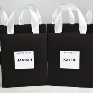 Elegant gift bags for Bridesmaids with custom name Personalized Bride favors for Bridal shower, Hen party or weekend, Bachelorette party