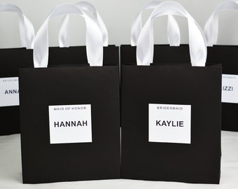 Elegant gift bags for Bridesmaids with custom name Personalized Bride favors for Bridal shower, Hen party or weekend, Bachelorette party