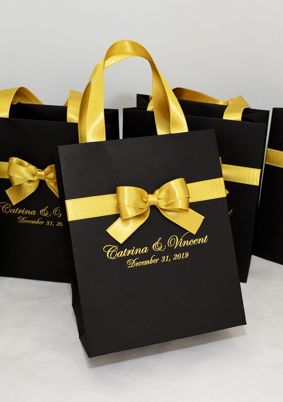 20 Metallic Gold Gift Bags With Handles for Wedding Guests Welcome