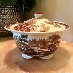 Royal Staffordshire Sugar Bowl, Clarice Cliff &quot;Tonquin&quot;, Multi Colored, Made in England