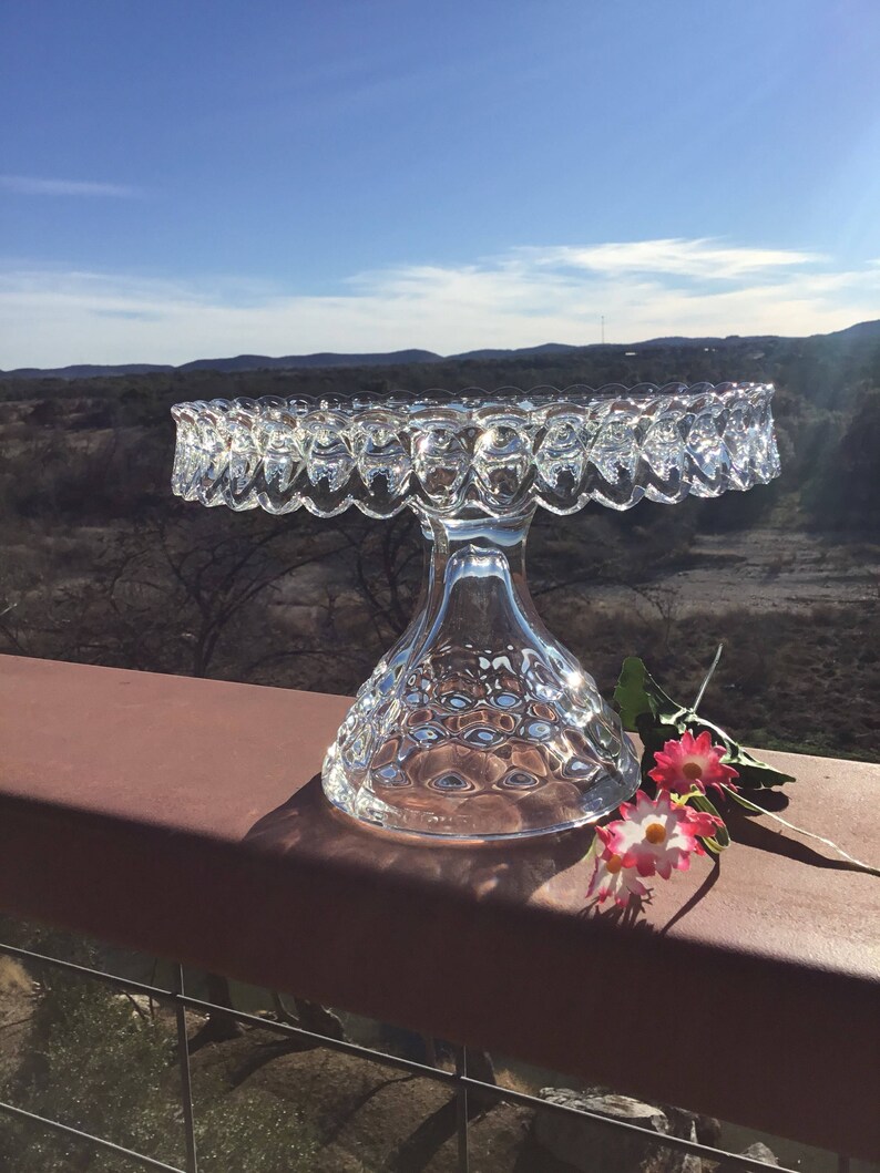 Rum Well Fostoria American Round Cake Plate Vintage Pedestal Cake Plate